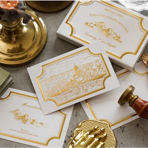 15 Pcs Plain Gift Message Card Pack 6cm*9cm // Gold Font & Pattern Style Rectangle Shape Card // White Colour Thick Gift Card With A Box