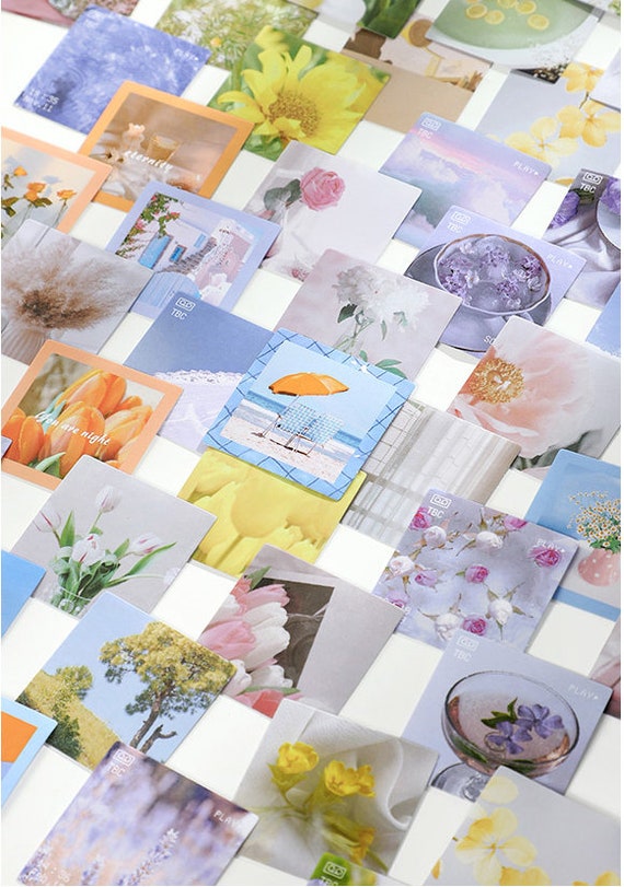 46 Pcs Flower Designs Glossy Coated Paper Stickers // 23 Different Patterns * 2 Pcs // Seal Stickers Journal Deco Scrapbooking Stickers