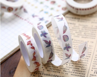 Last Chance! Washi Tapes 6 Rolls Set 1cm*5m Different Patterns With Release Paper/Leaves Washi Tape/Plant & Flower Washi Tape