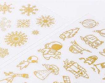 Gold Color PVC Stickers Single Sheet/Plastic Journal Stickers