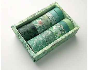 Washi Tapes 12 Rolls Set With Different Sizes & Patterns/Journal Decoration, Gift Packing Washi Tapes Set