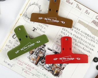 10cm Journal Clips With Magnet // Be The Change! // Size 10cm * 6.5cm Big Plastic Clips // Fridge Decoration Clips Multi-functions Clips