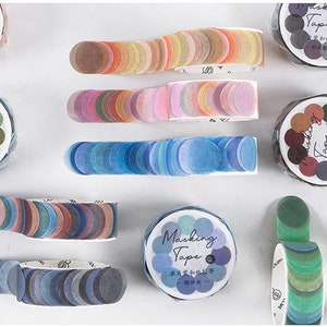 Theme 2 - Single Roll Dot Washi Stickers Washi Tape 100 Pcs Per Roll // Colourful Round Sticker Diameter 1.4cm // Journal Deco Washi Sticker