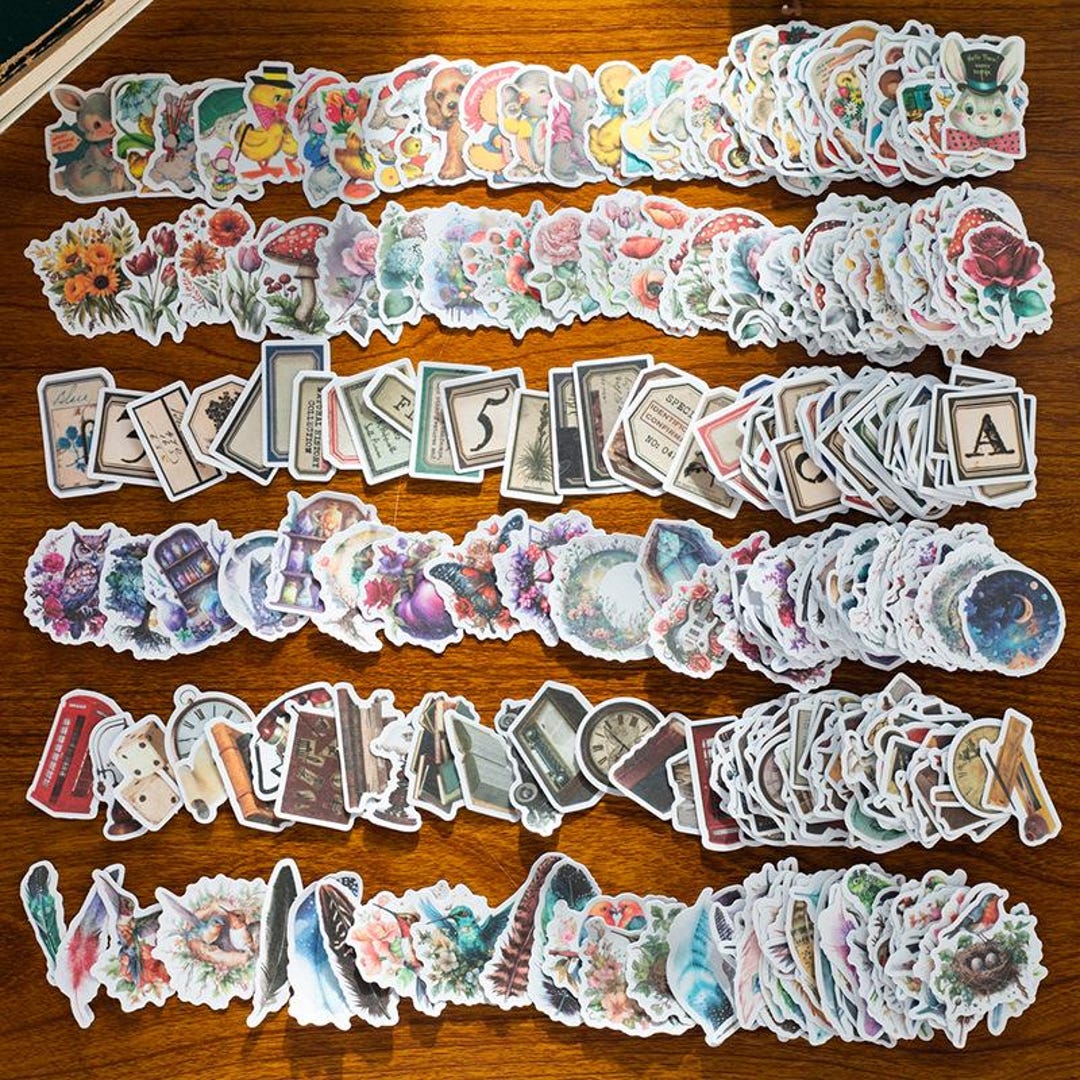 100 Pcs Small Washi Stickers Die-cut Style 100 Different Designs ...