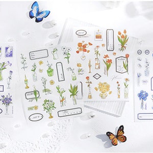 Single Sheet of Flowers Pattern Washi Sticker // Journal Washi Stickers // Easily Peel Off