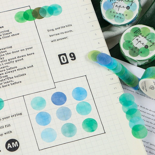 Theme 1 - Single Roll Dot Washi Stickers Washi Tape 100 Pcs Per Roll // Colourful Round Sticker Diameter 1.4cm // Journal Deco Washi Sticker