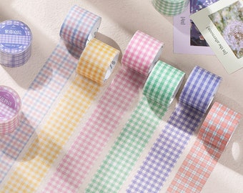 Single Roll Wide Washi Tape Coloured Grid Gingham Pattern // Journal Washi Tapes // 3cm*3m Washi Tape Single Roll