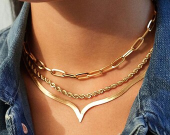 Arrow Point Herringbone Necklace Rope Necklace Paperclip Necklace