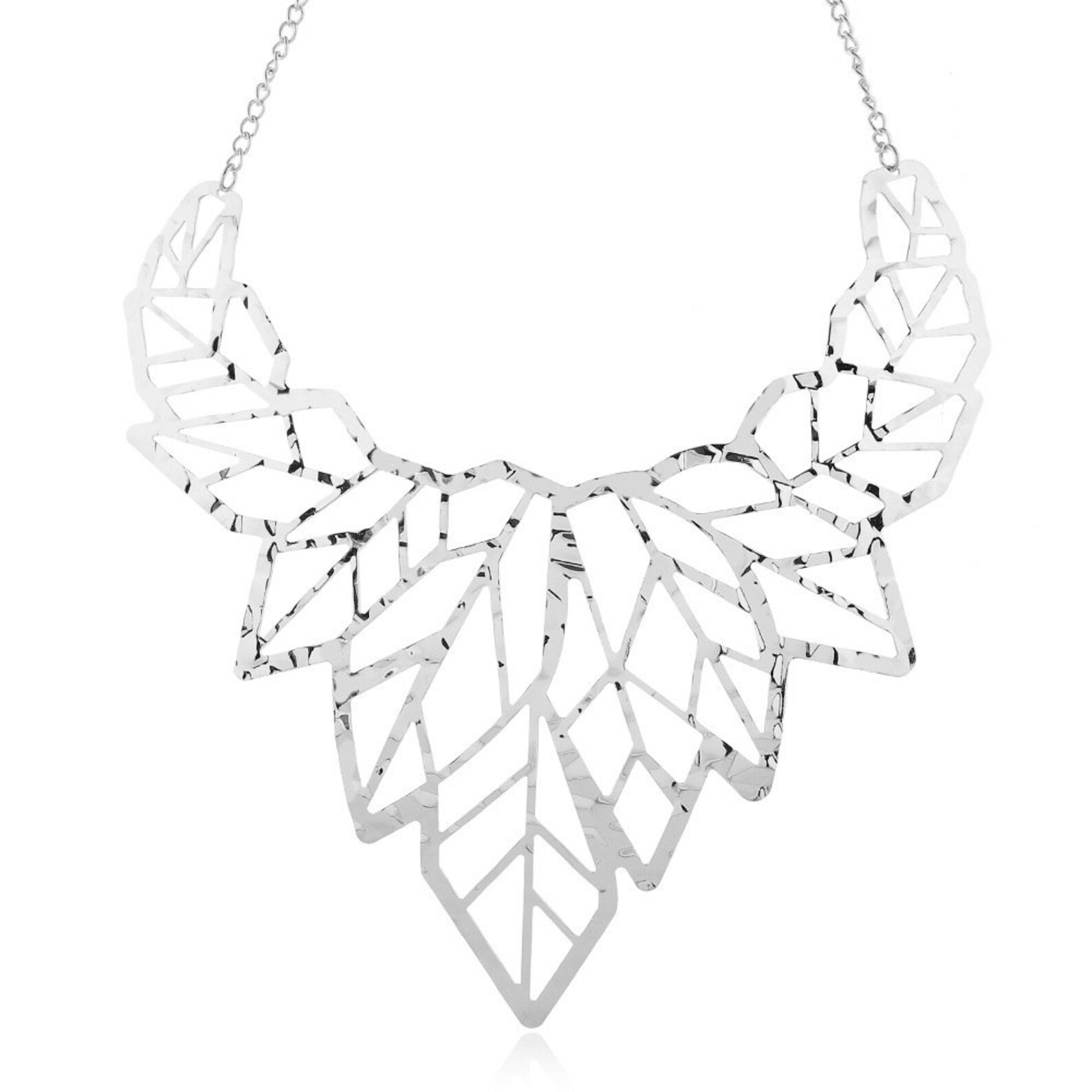 Leaf Bib Necklace Gold Leaf Silver Leaf Metal Leaf Necklace Etsy