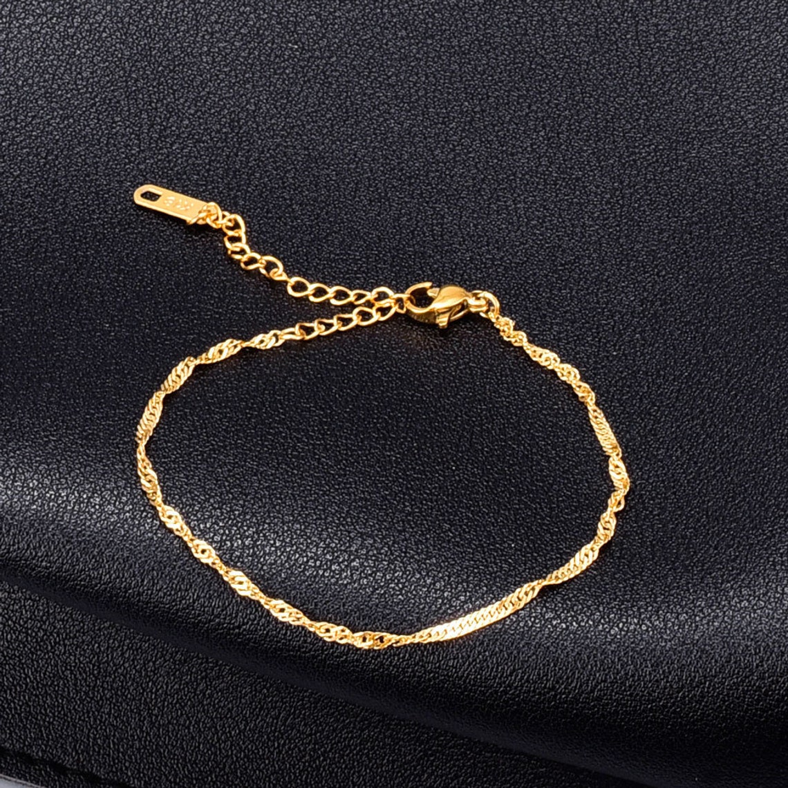 Dainty Gold Filled Singapore Chain Bracelet Twisted Chain Etsy