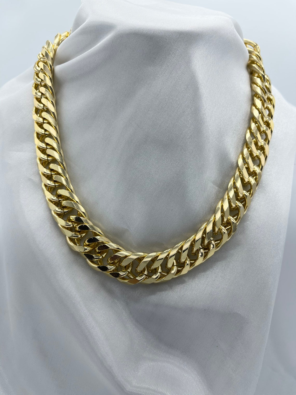 Elegant Thick Cuban Choker Gold Cuban Choker Light Weight Etsy