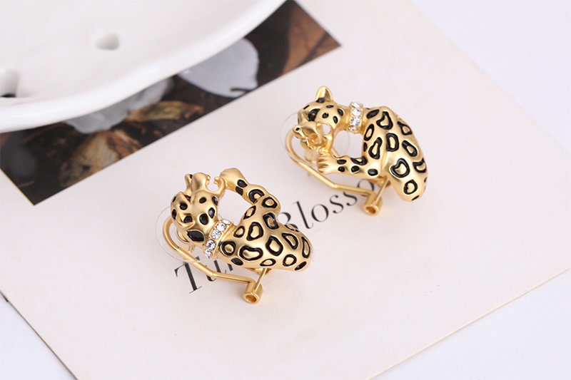 Prowling Leopard Necklace & Earring Set Gold Leopard Set | Etsy