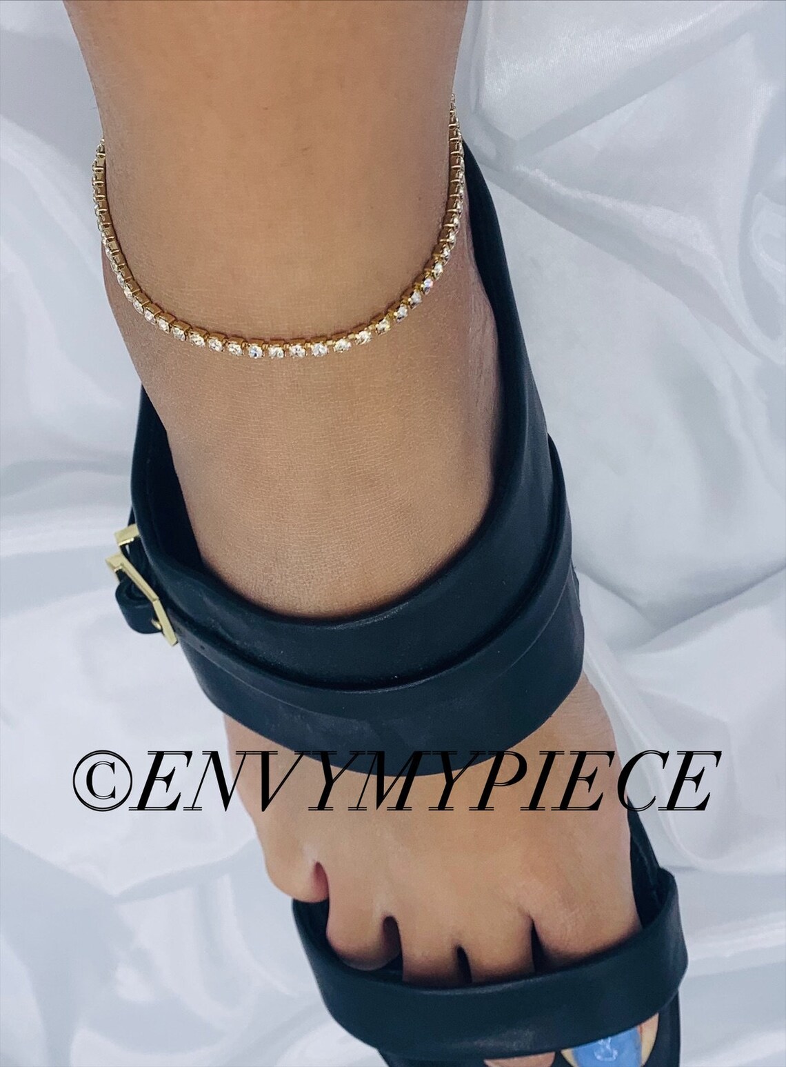 Dainty CZ Thin Diamond Tennis Anklet Gold Tennis Anklet Etsy