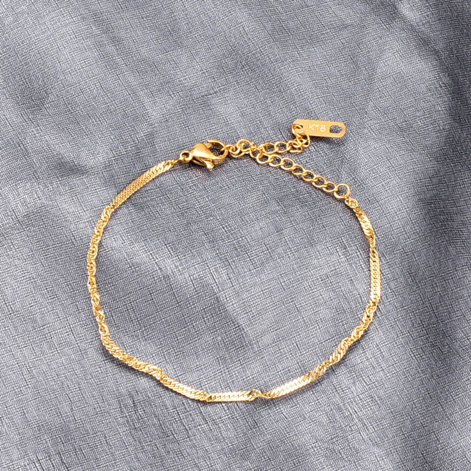 Dainty Gold Filled Singapore Chain Bracelet Twisted Chain Etsy