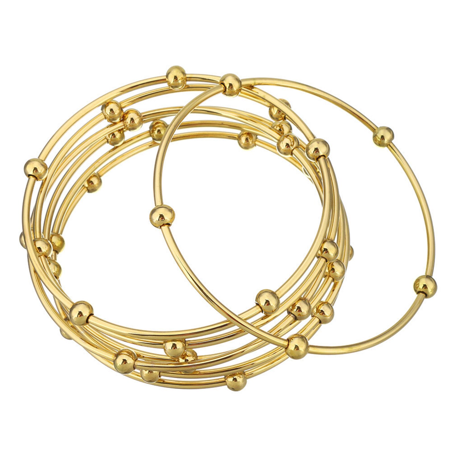 Gold Filled 7 Piece Set Ball Bangle Silver Ball Bangle Set Etsy