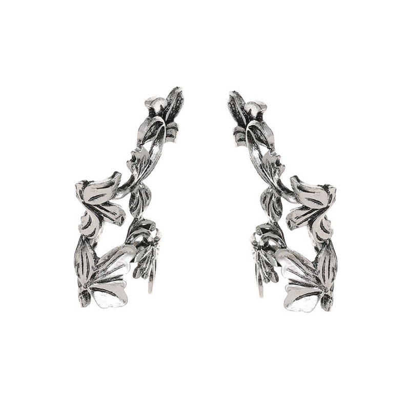 Metal Leaves Single Ear Cuff Antique Ear Cuff Silver Cuff Etsy