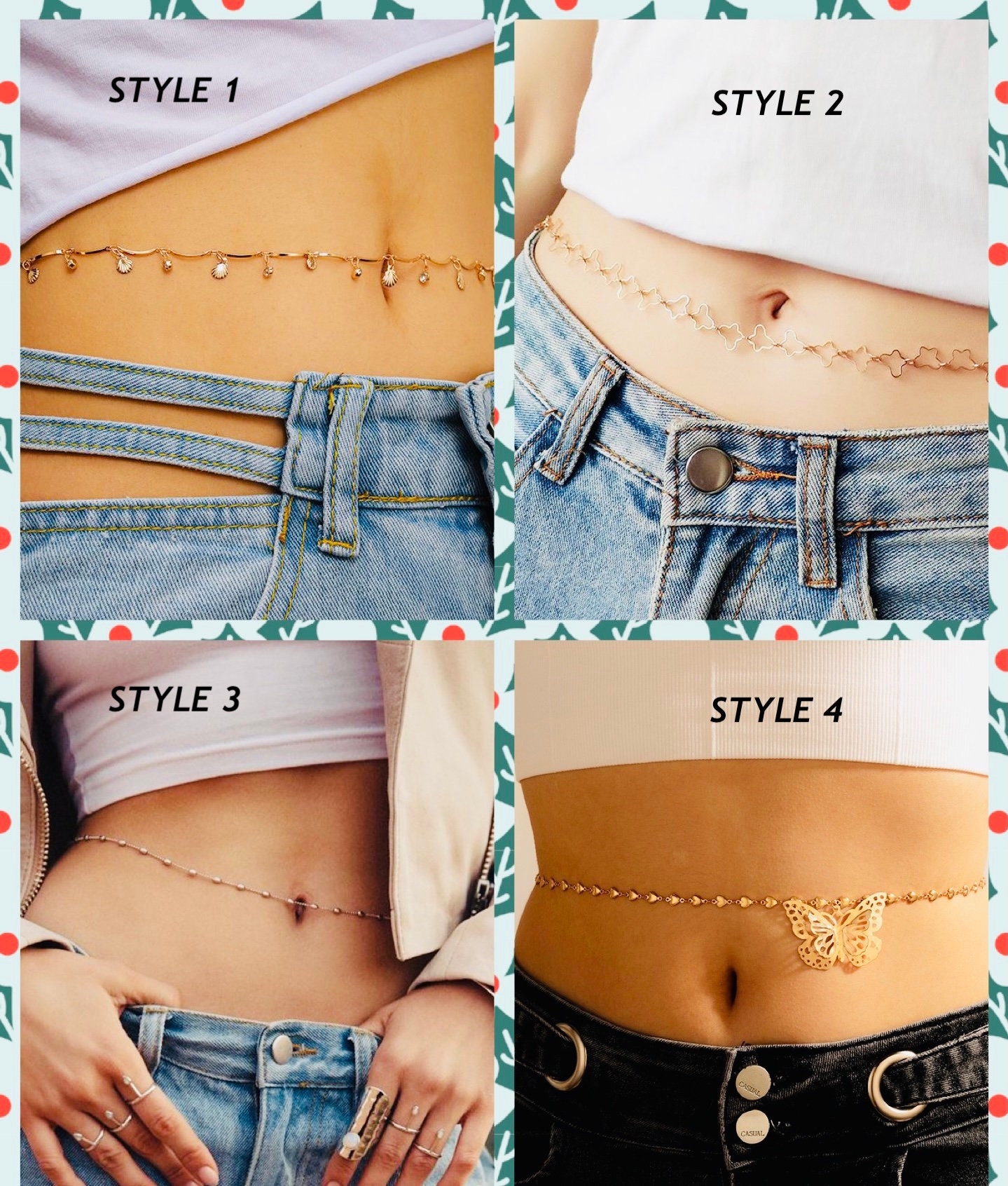 Simple Waist Chain 4 Different Designs to Choose Belly Etsy