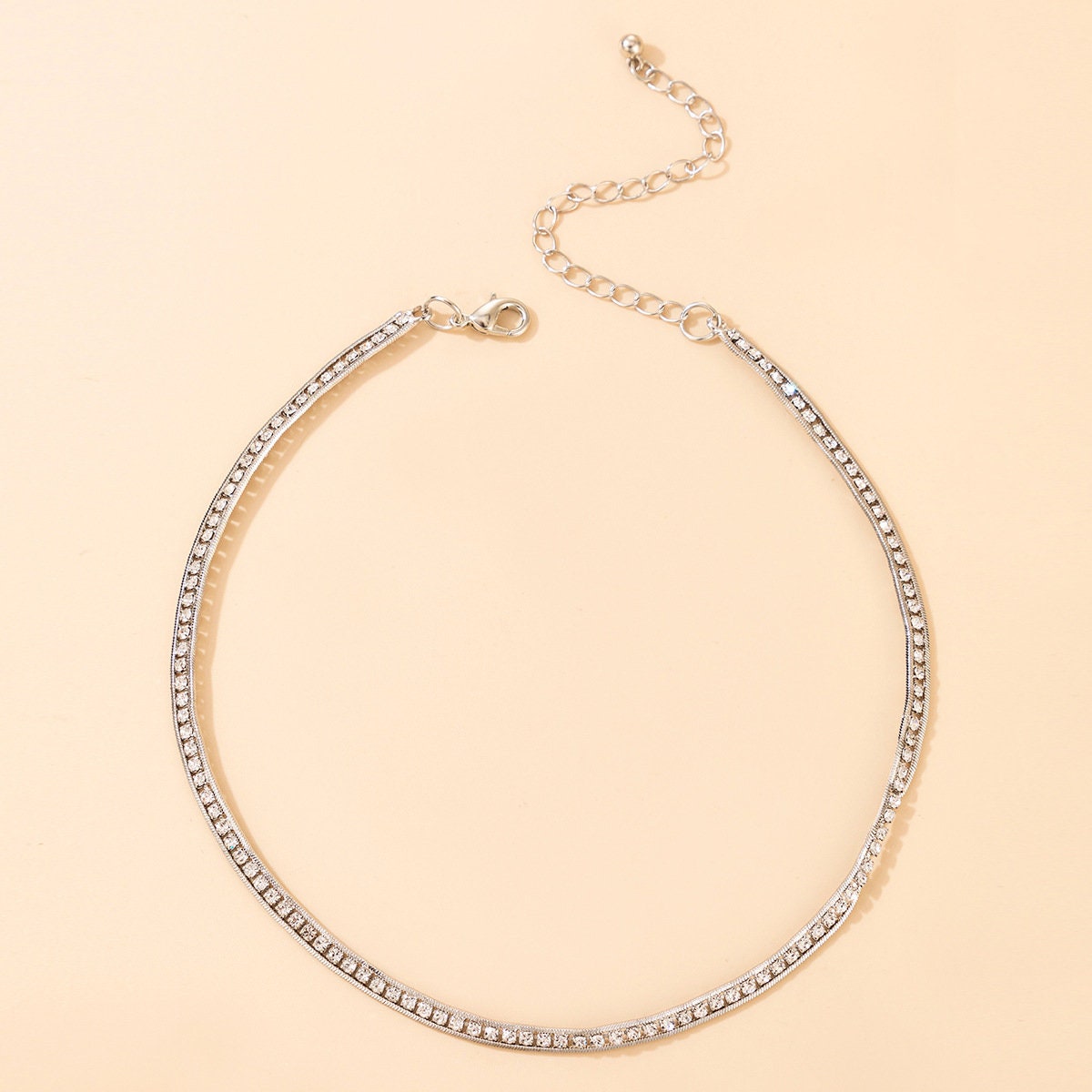 Silver Multi Strand Tennis Necklace Dainty Layered Necklace Etsy