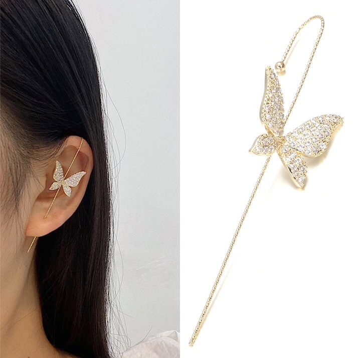 Crystal Butterfly Ear Cuff Pin Etsy