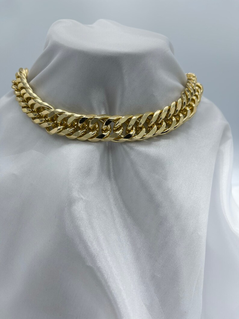 Elegant Thick Cuban Choker Gold Cuban Choker Light Weight Etsy