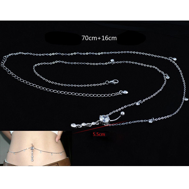 Belly Ring Waist Chain Crystal and Acid Blue Waist Chain Etsy