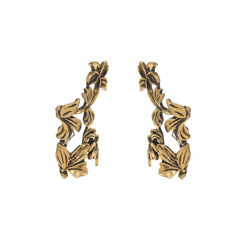 Metal Leaves Single Ear Cuff Antique Ear Cuff Silver Cuff Etsy