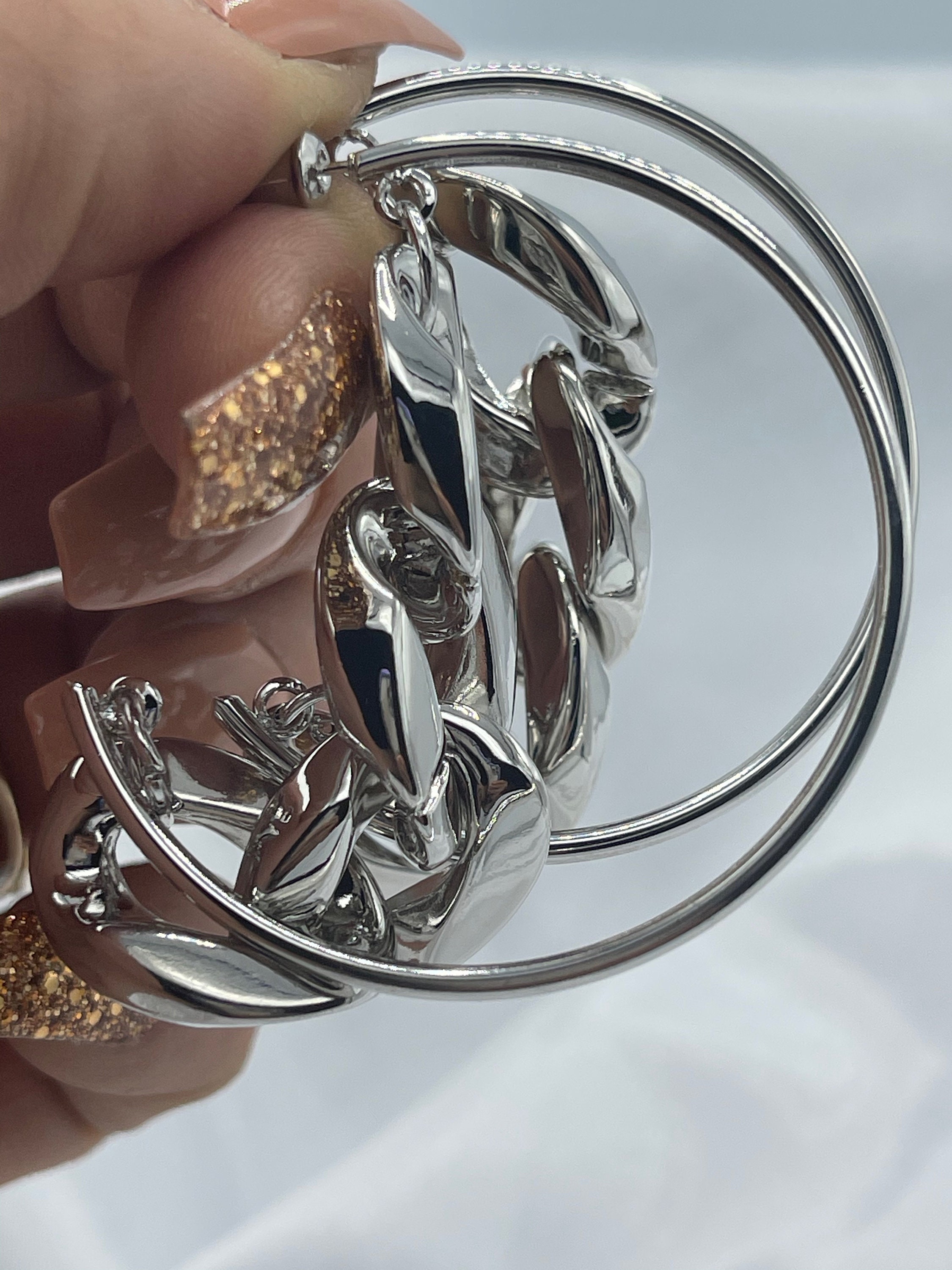 Curb Chain Hoop Earrings Gold Cuban Link Hoops Silver Cuban Etsy UK