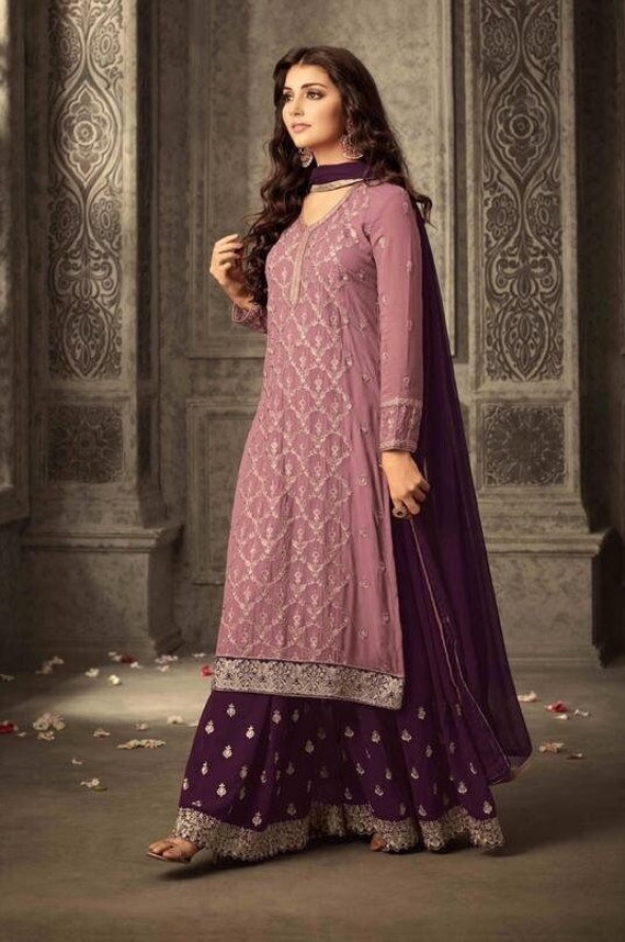 Purple palazzo suit sale