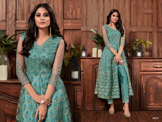 Green anarkali deals suit