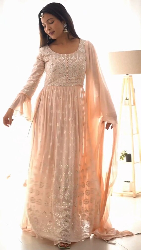 Designer Georgette Naira Palazzo Suit Anarkali Suit Suit for USA