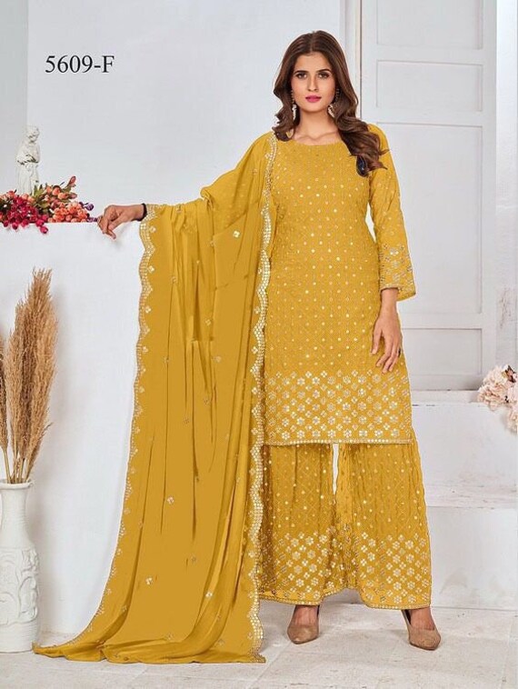 Buy Palazzo Style Pakistani Salwar Suit For Ceremonial Online