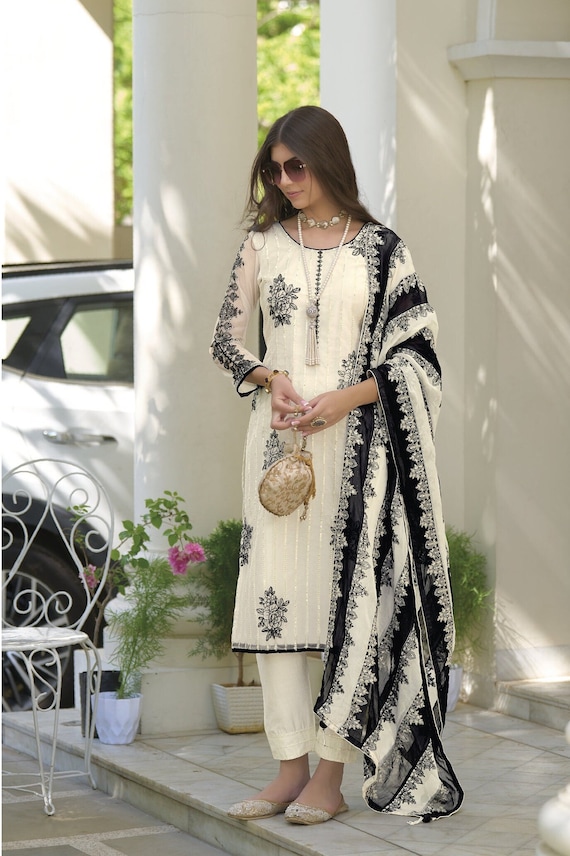 Buy Black Heavy Organza Pakistani Fancy Salwar Suit, Stylish Pakistani Pant  Suit, Fancy Embroidered Sequin Salwar Kameez Suit Pakistani Eid Suit Online  in India 