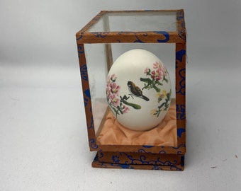 in it/'s own case to protect this delicate object Made in China, Birds with flowers Unique Handpainted Egg