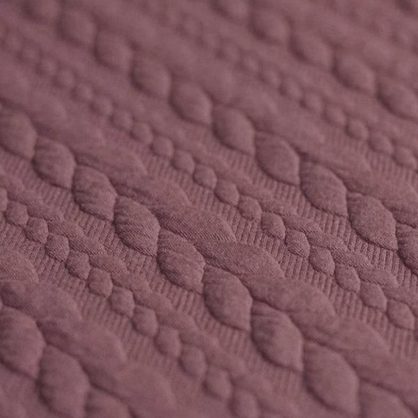 Old Mauve - Cable Knit Jacquard Stretch Fabric
