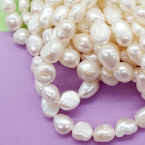 Through Drilled Freshwater Pearl Nuggets in White/ Ivory - 35cm