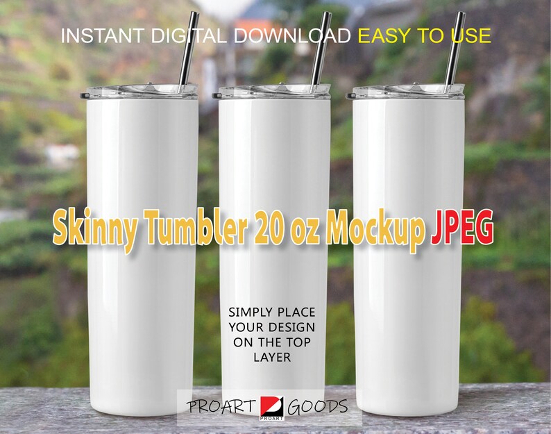 White Blank 20oz Skinny Tumblers Mockup PHOTO Skinny Tall Etsy