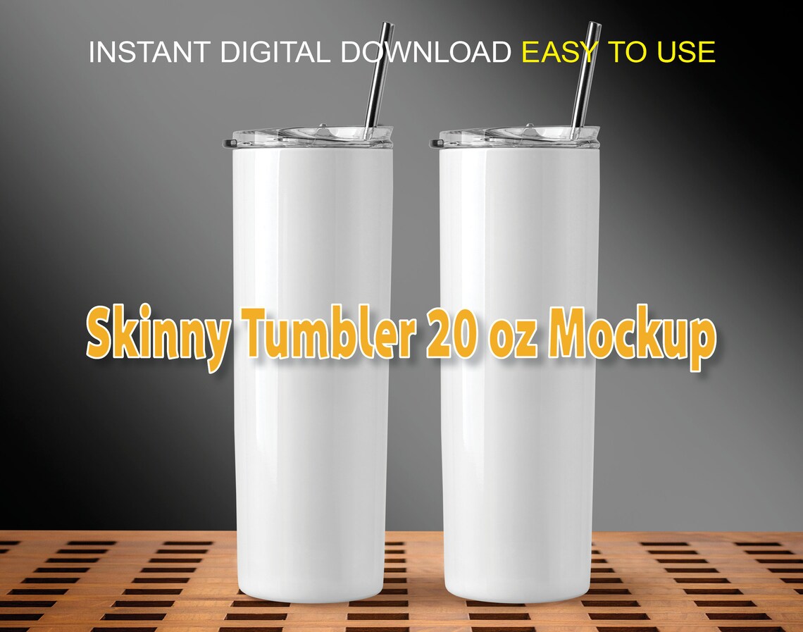 20oz 30oz White Skinny Tumbler Mockup Add Your Own Image and Background