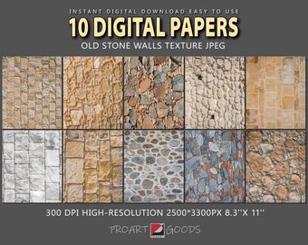 Stone Digital Paper, Old Stone Walls Backdrop, Printable Stone Background, Stone  Scrapbook Paper, Stone Walls Background ,digital paper