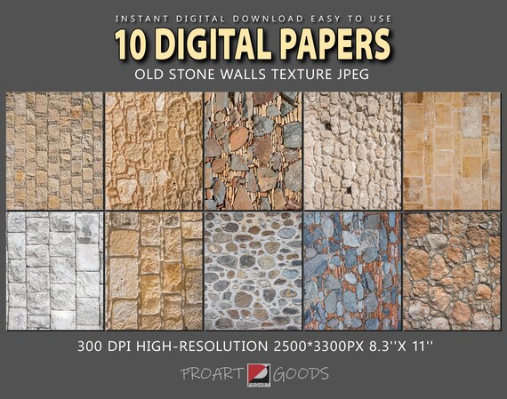 Stone Digital Paper Old Stone Walls Backdrop Printable Stone | Etsy