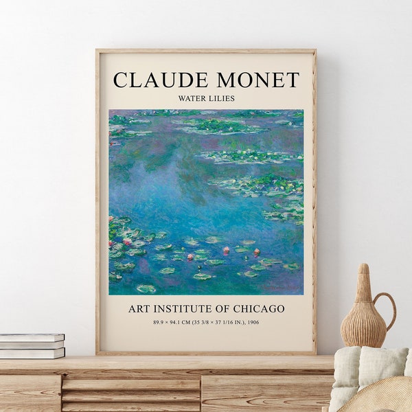Monet Print, Claude Monet Poster, Exhibition Poster, Monet Water Lilies, Digital Download, Museum Poster, Claude Monet Prints