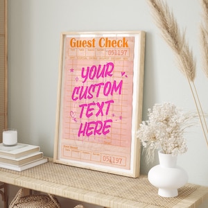 Custom Guest Check Print, Aesthetic Trendy Wall Art, Custom Preppy Room Decor for Teens, Printable Large Sizes Available Guest Check Poster