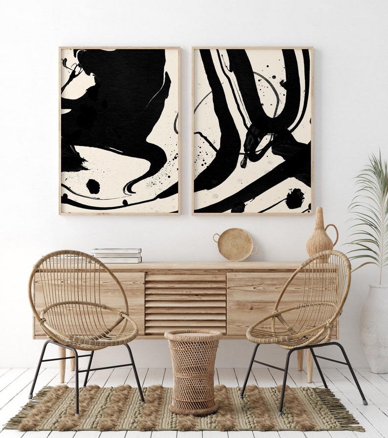Modern Abstract Set of 2 Prints Gallery Wall Set 2 Piece Etsy