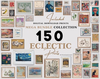 150 éclectiques MEGA BUNDLE Prints Gallery Wall Set, Art mural éclectique, Décor maximaliste, Galerie Collage, Ensemble d'affiches imprimables