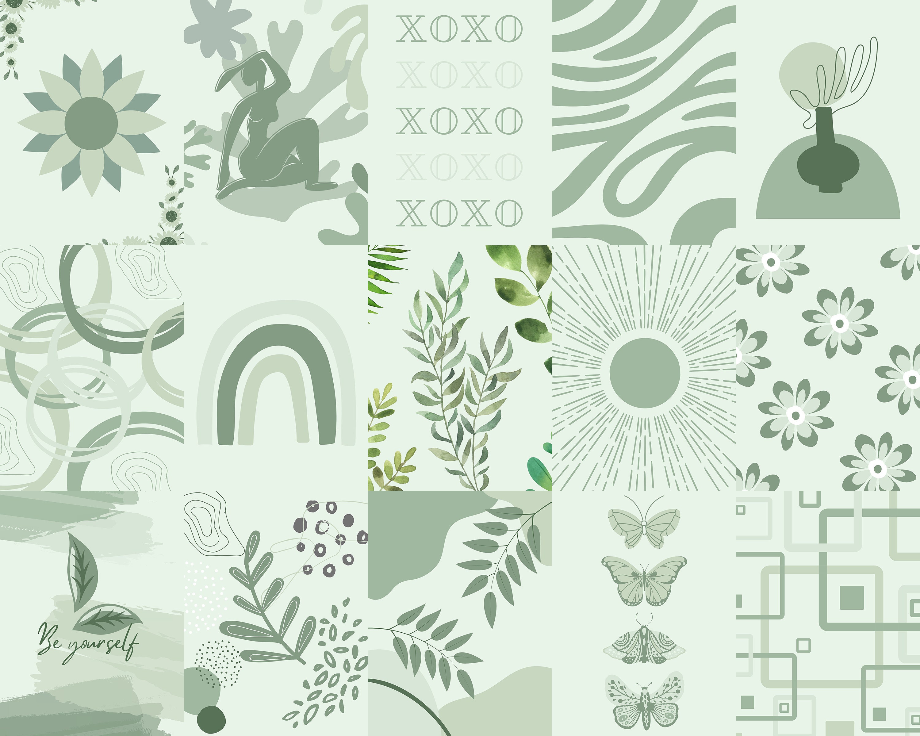 Elaaj Sage Green Aesthetic Wall Collage Kit