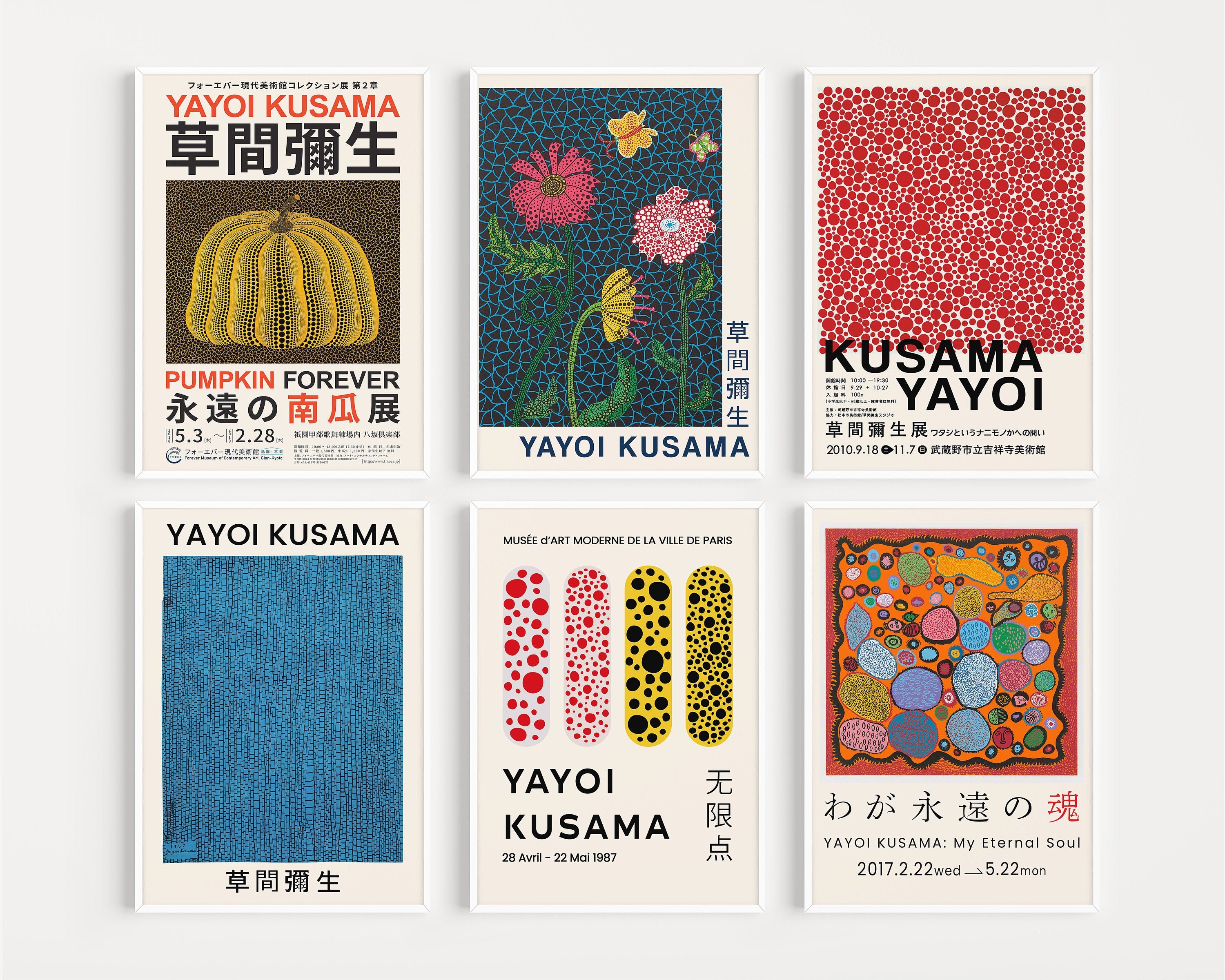 Prints Yayoi Kusama Set of 9 Prints Digital Download Yayoi Kusama