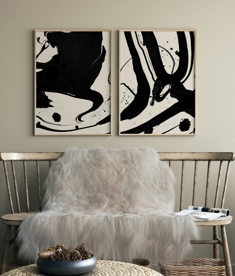 Modern Abstract Set of 2 Prints Gallery Wall Set 2 Piece Etsy