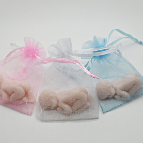 NEWBORN BABY SOAP Favours Baby Shower Gender Reveal Organza Bag Guest Gifts Game Prizes Boy Girl Neutral Unisex