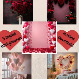 Digital Download Photo Project Background Backdrop Valentine&#39;s Day Various Different Images