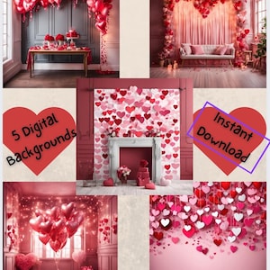 Digital Download Photo Project Background Backdrop Valentine&#39;s Day Various Different Images