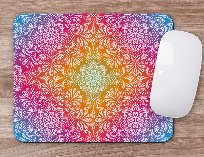 Mouse Pad Boho Rainbow Mouse pad Office Desk Accessories Etsy